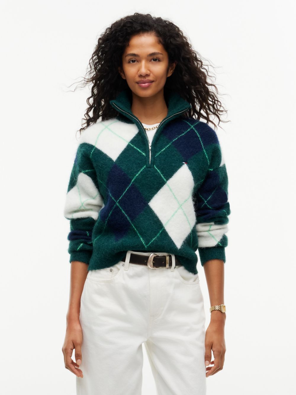 Jersey de rombos verde. Tommy Hilfiger