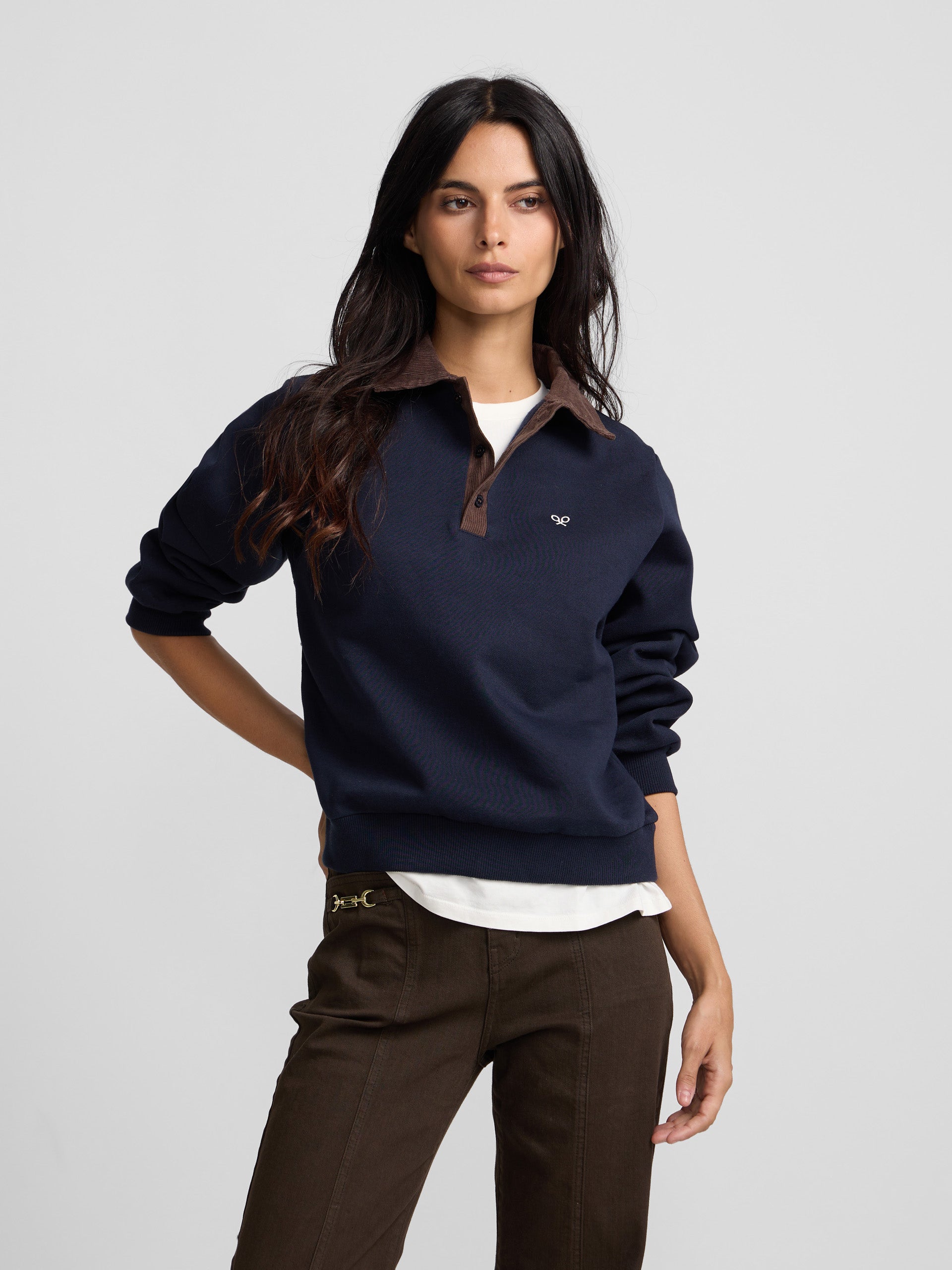 Sudadera con cuello polo · Silbon · azul marino