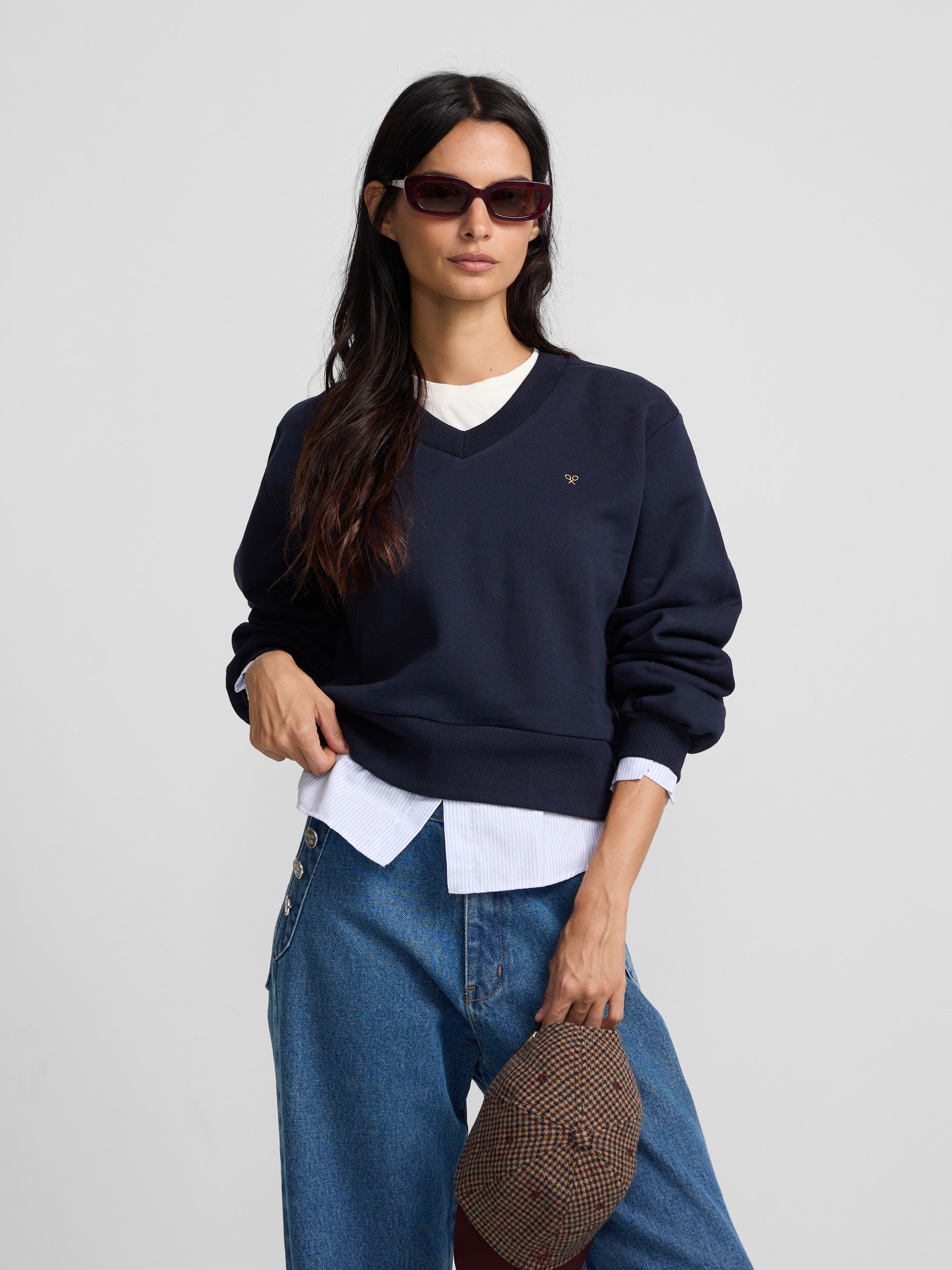 Sudadera con cuello de pico · Silbon · azul marino