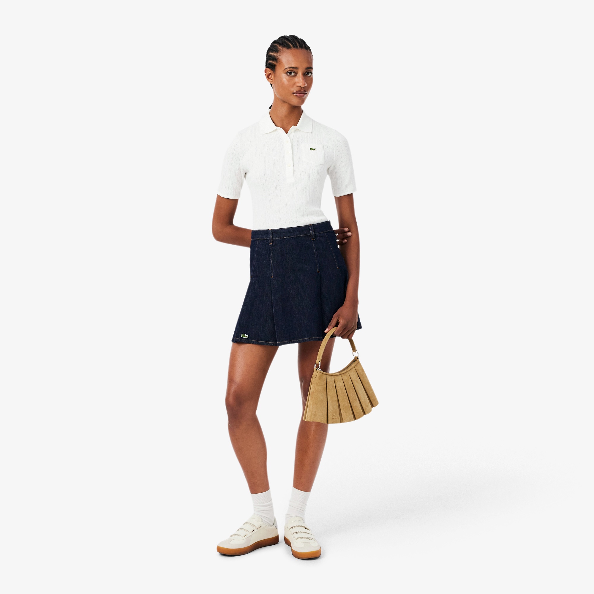 Falda denim tablas. Lacoste 