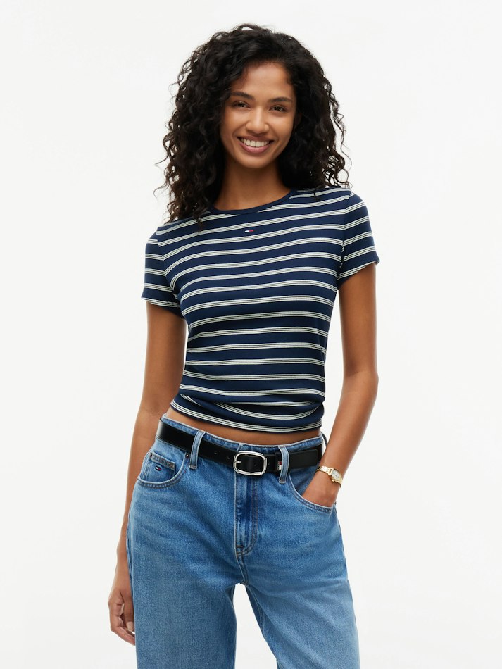 Camiseta de canalé · Tommy Hilfiger · Azul marino y amarillo
